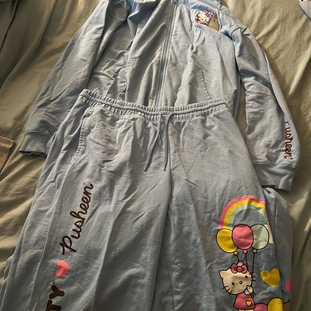 Hello Kitty Light Blue Pajama Set with Balloon Design